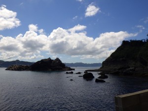 浮島の東側の岩場 海水浴にぴったり